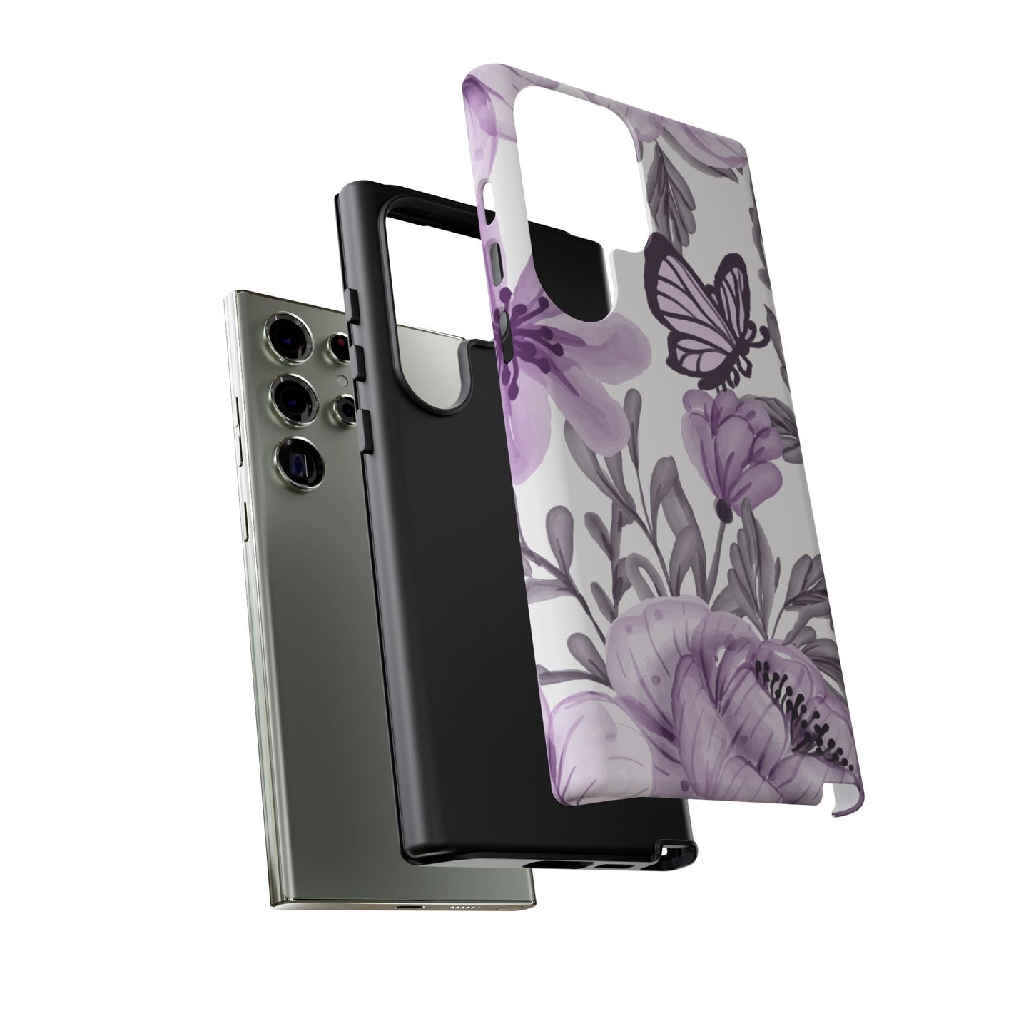 Lavender Bloom Butterfly Samsung Galaxy Case – Delicate Floral Design with Watercolor Details