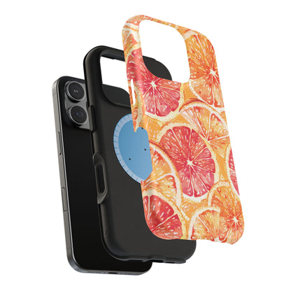 Watercolor Citrus Splash Tough MagSafe iPhone Case – Vibrant Fruit Print, Shock-Resistant Design