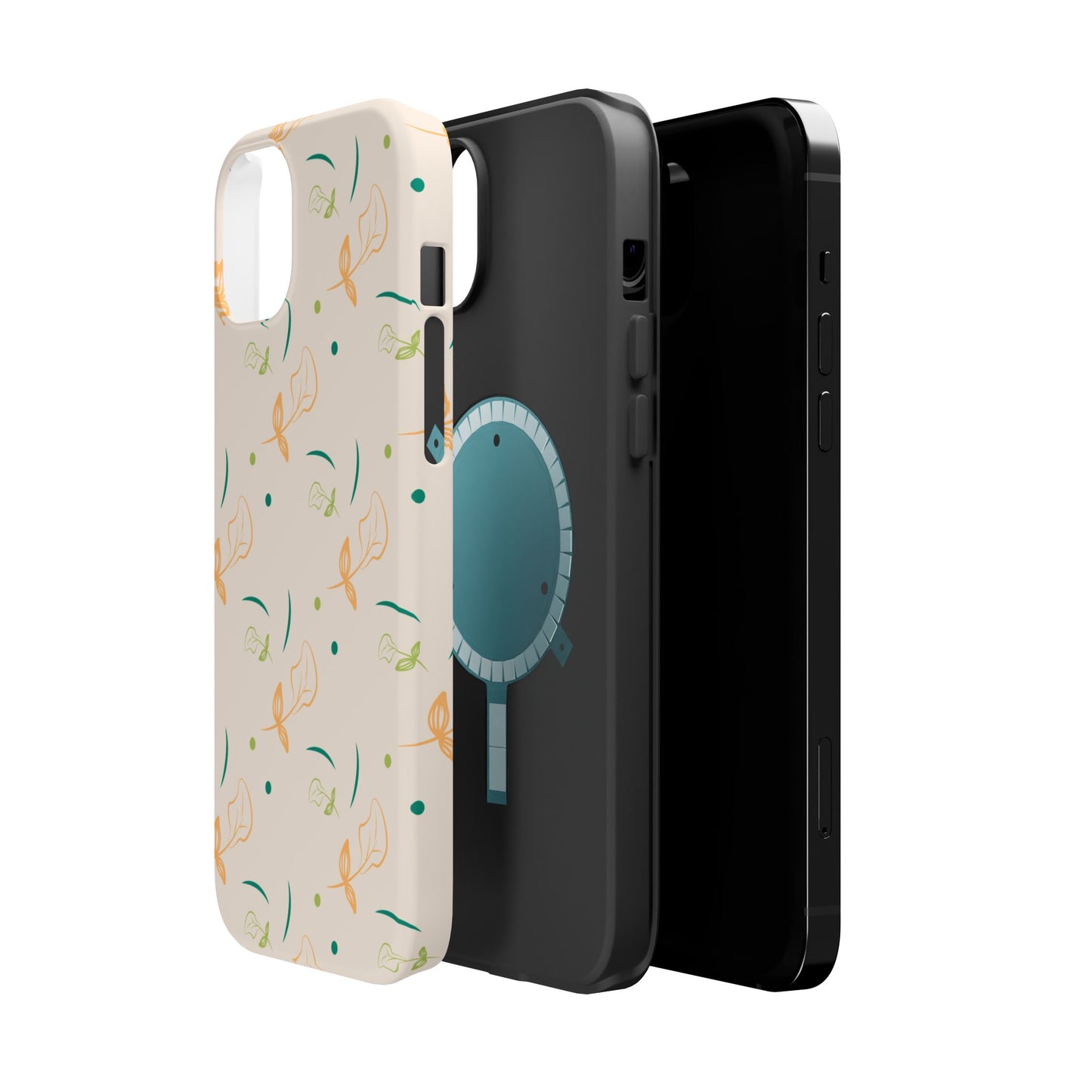 Soft Pastel Abstract Floral Tough MagSafe iPhone Case – Playful Minimalist Design with Dual-Layer Protection