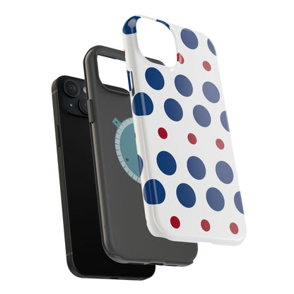 Bold Navy & Red Polka Dot Pattern – MagSafe iPhone Case