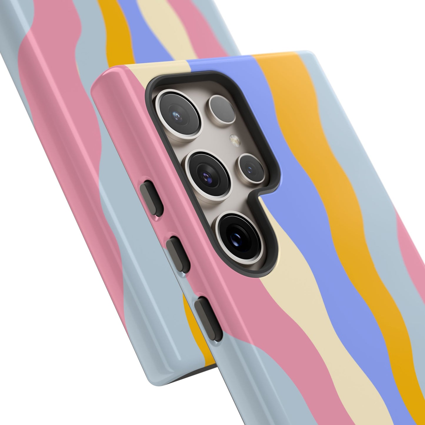 Pastel Radiance Samsung Galaxy Case – 70s-Inspired Dual-Layer Design with Wavy Sunburst Pattern