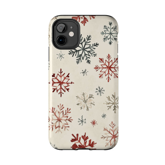 Vintage Red and Gray Snowflake Pattern – iPhone Series Case