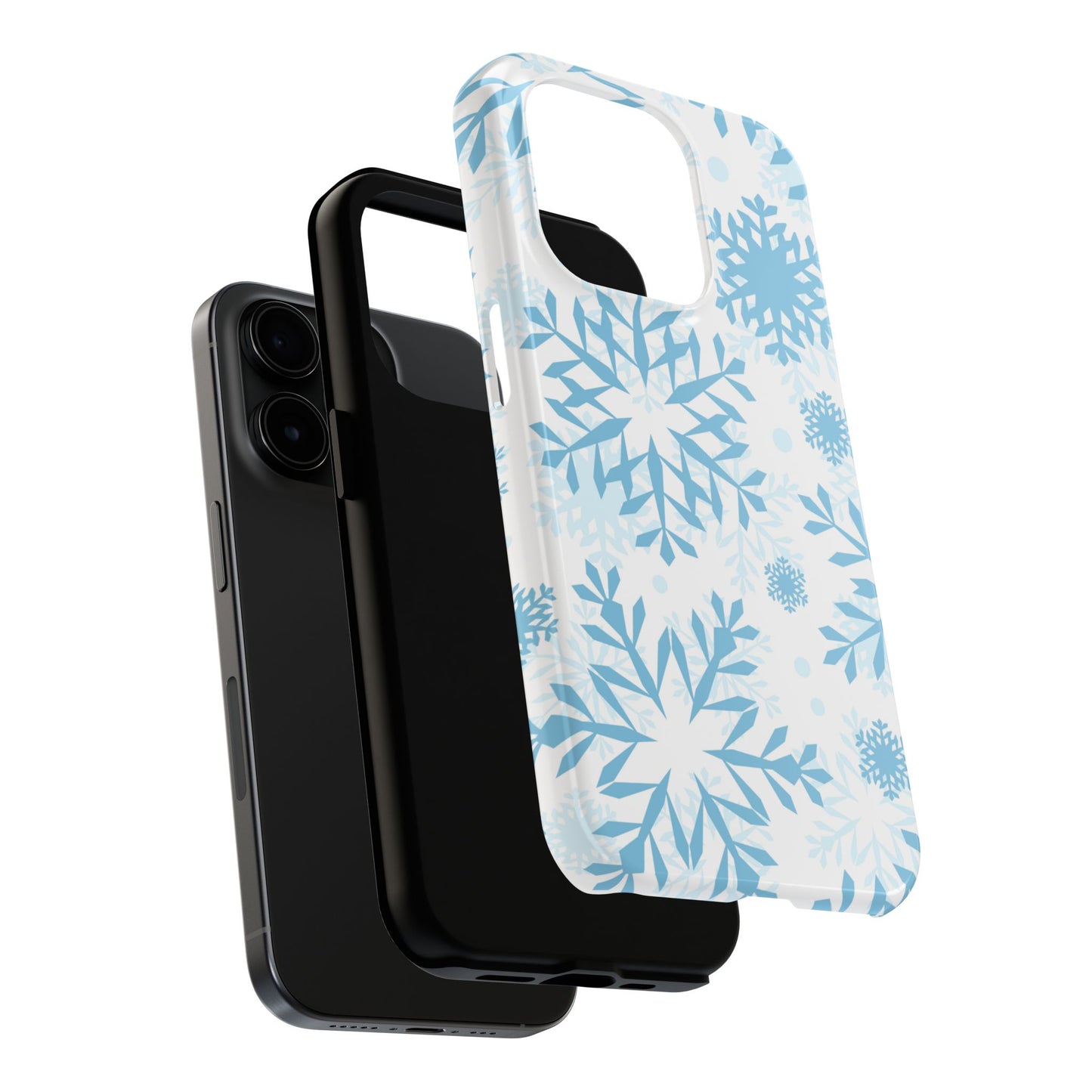 Frosty Blue Snowflakes iPhone Case – Shockproof, Smooth Matte Finish, Dual-Layer Design