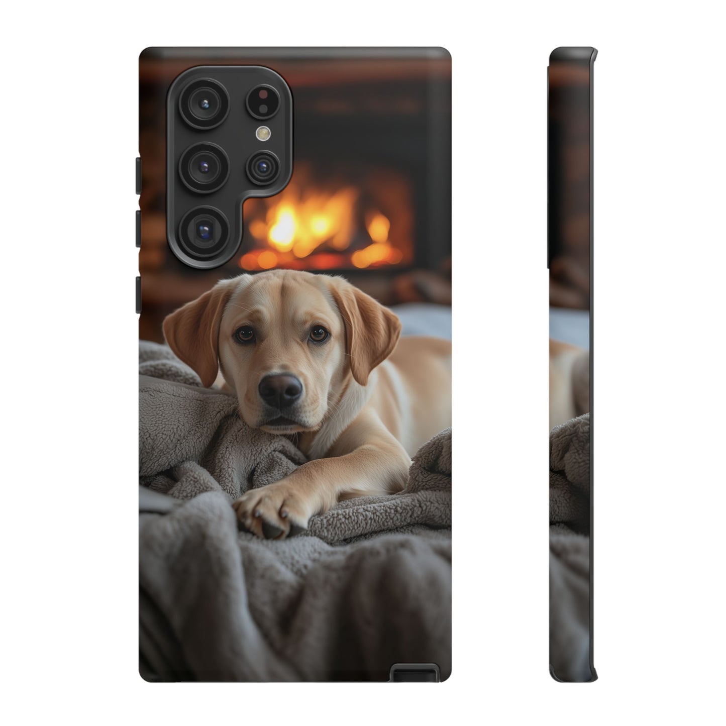 Cozy Golden Retriever by the Fireplace - Samsung Galaxy Case