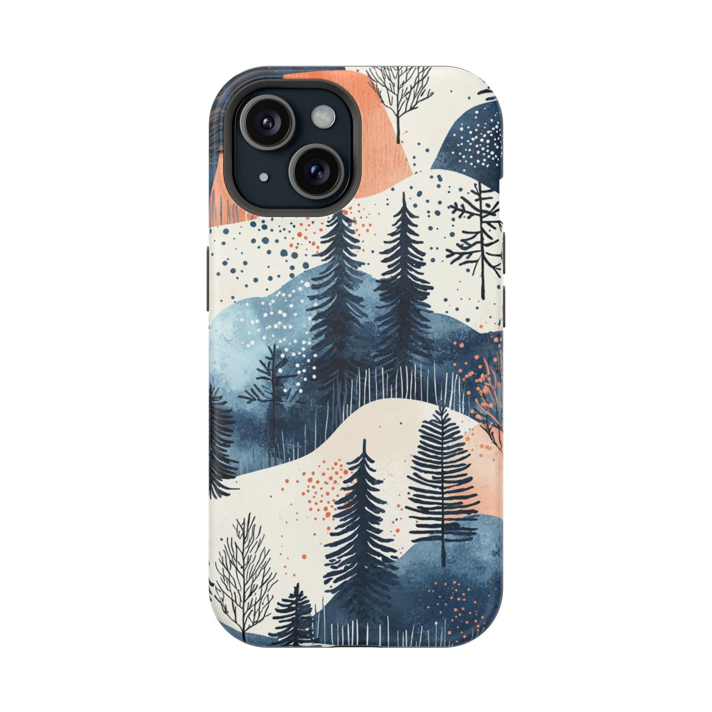 Winter Forest MagSafe iPhone Case | Watercolor Trees & Mountains