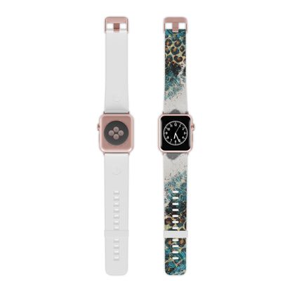 Turquoise Paisley Cowhide Leopard Apple Watch Band