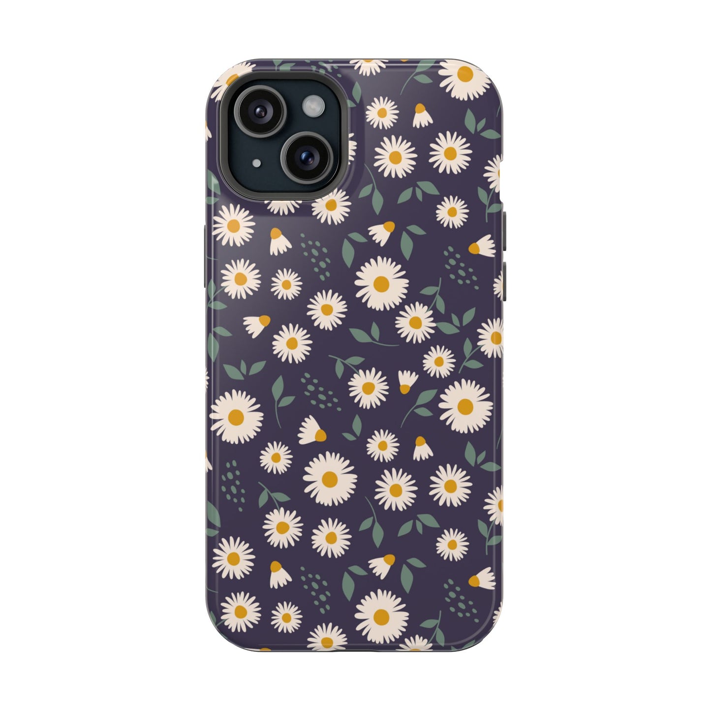 Midnight Daisy MagSafe iPhone Case – Dark Navy Floral Design, Slim and Protective