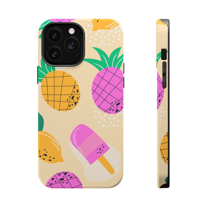 Tropical Pop MagSafe iPhone Case – Fun Pineapple & Lemon Design with Vibrant Summery Colors