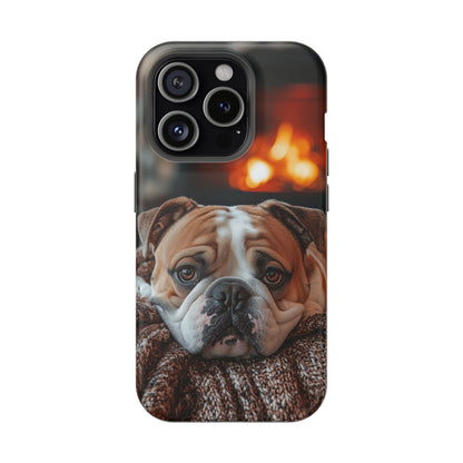 Cozy Bulldog MagSafe Case – Fireside-Inspired Protective Cover