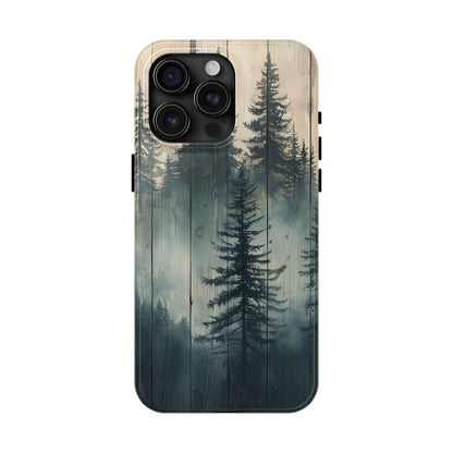 Misty Pine Forest Iphone Case - Nature-Inspired Wood Design Protective Cover