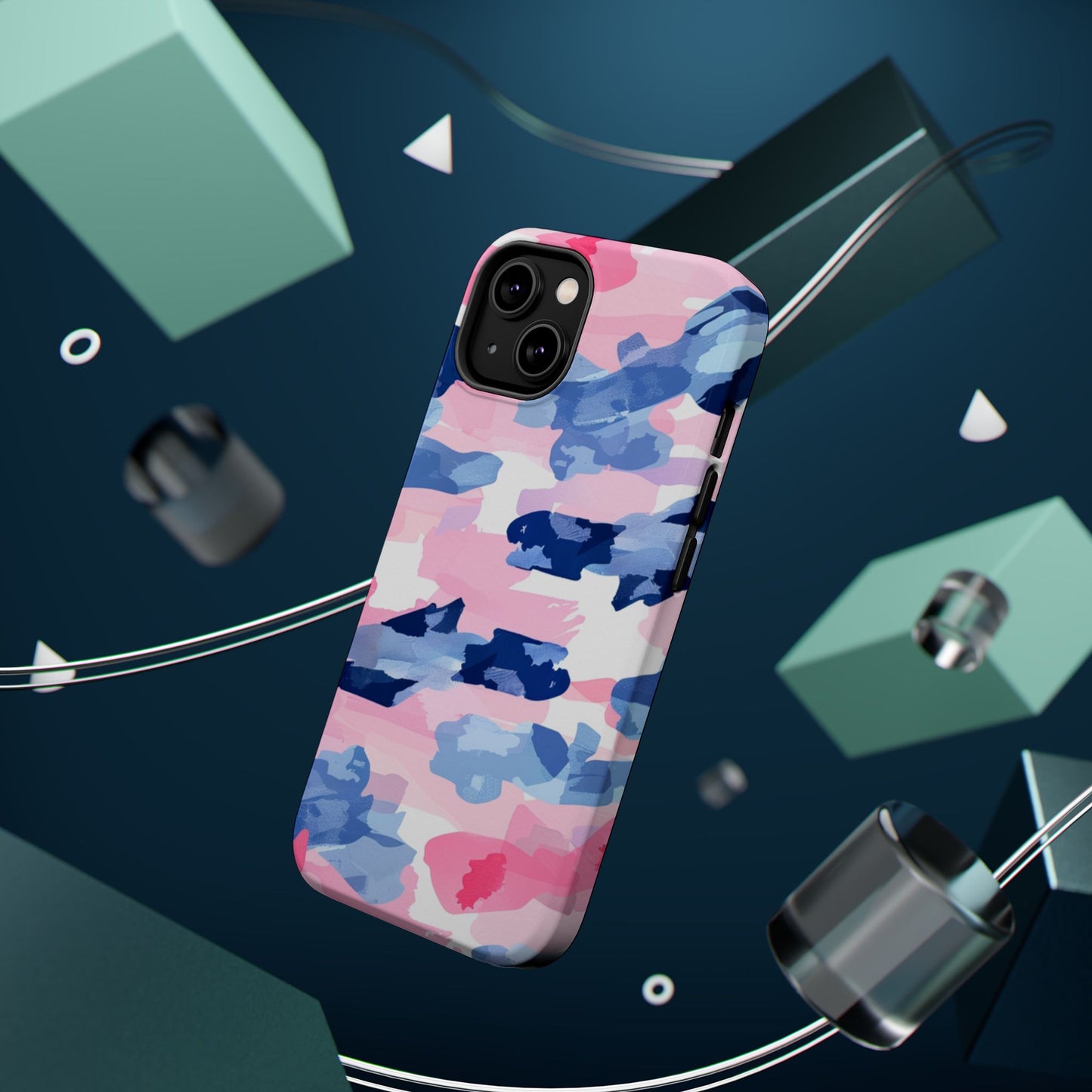 MagSafe Case: Dynamic Pink & Navy Brushstroke Art