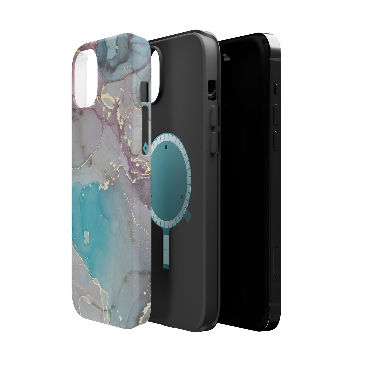 Sky Blue & Purple Marble Wave – MagSafe Case with Dreamy Marble Design