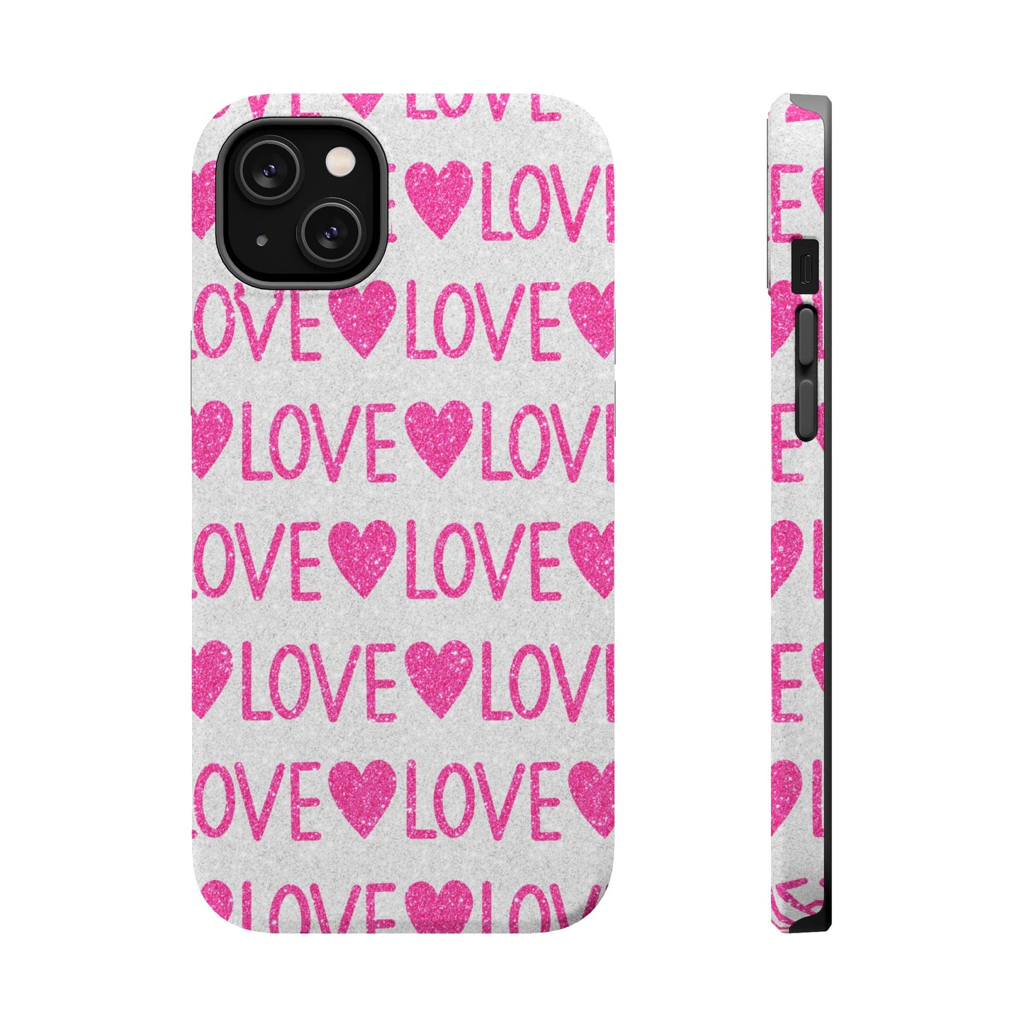 Pink Glitter Love Pattern – MagSafe iPhone Case