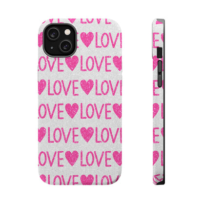 Pink Glitter Love Pattern – MagSafe iPhone Case