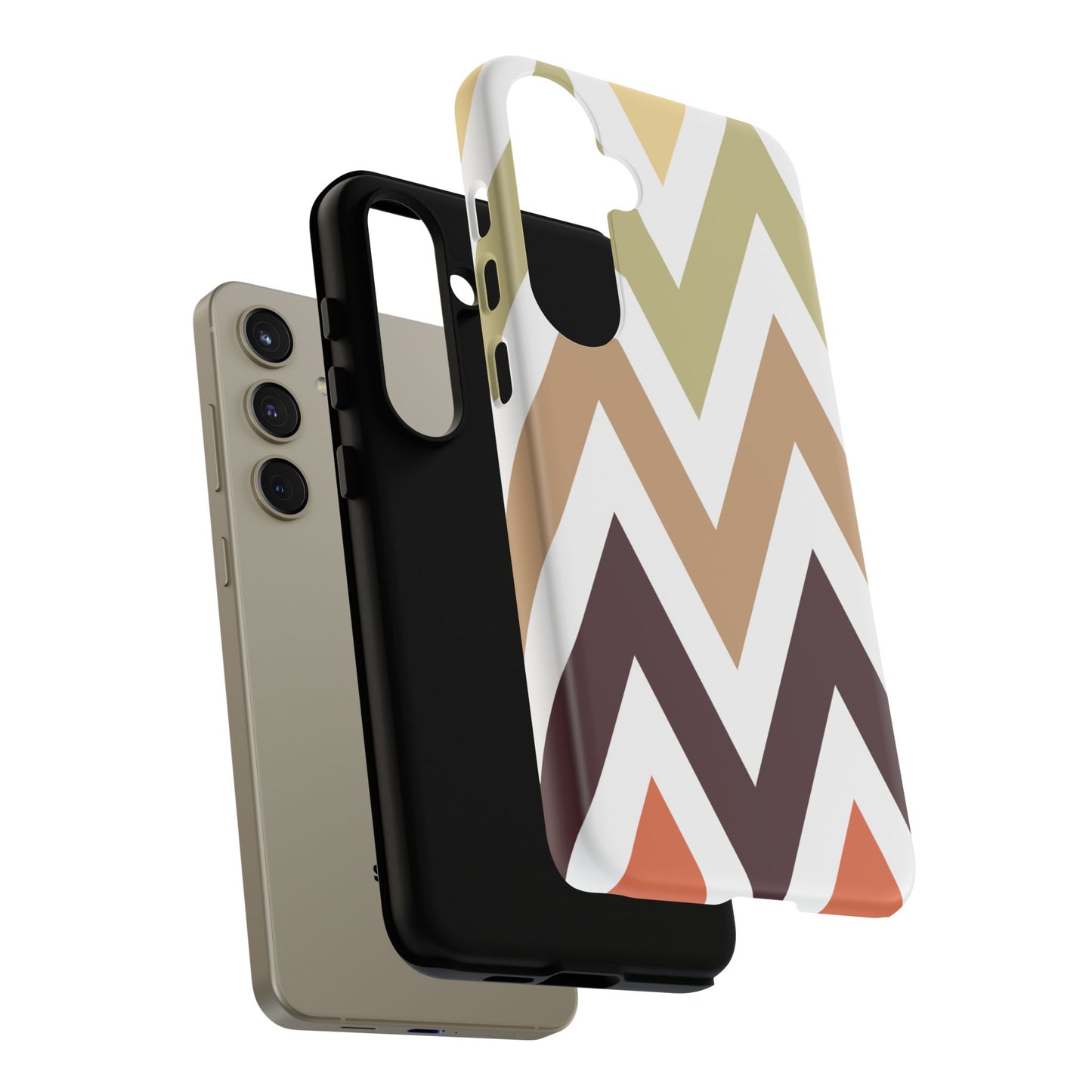 Earthy Chevron Samsung Galaxy Case – Boho-Inspired Design with Dual-Layer Protection