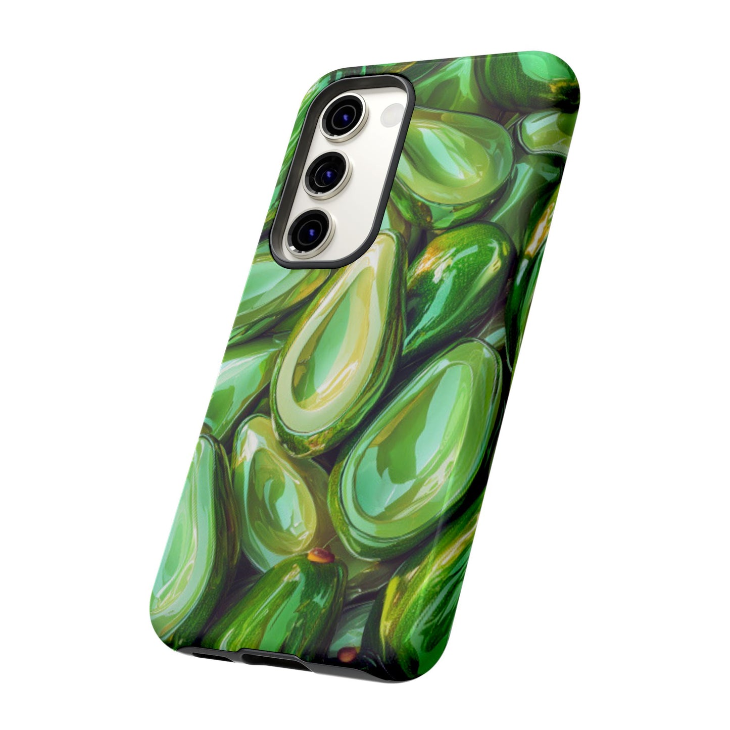 Glossy Avocado Samsung Galaxy  Case – Sleek Green 3D Fruit Design, Durable and Stylish