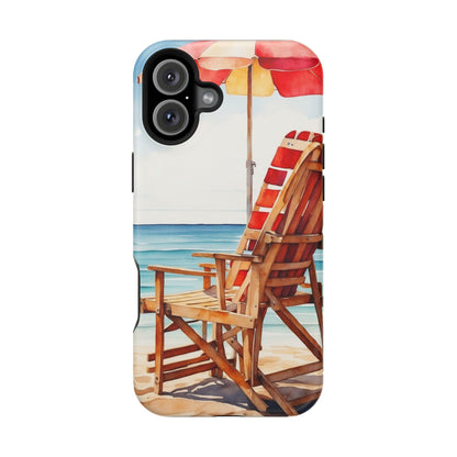 Beach Bliss MagSafe iPhone Series Case – Relaxing Seaside Chair and Umbrella Design