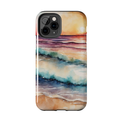 Sunset Waves iPhone Case – Vibrant Watercolor Design