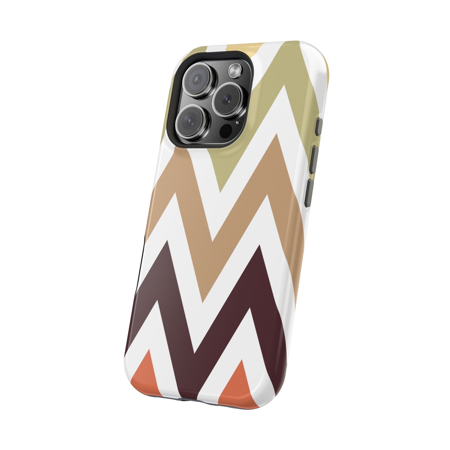 Earthy Chevron MagSafe iPhone Case – Boho-Inspired Design with Dual-Layer Protection