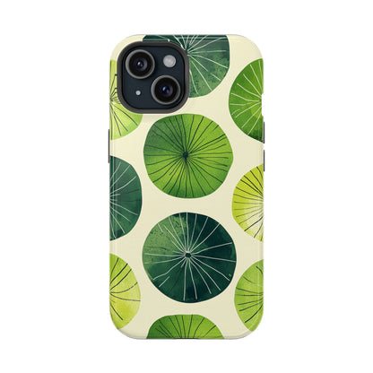 Watercolor Lily Pads MagSafe iPhone Case – Shockproof, Matte Finish, Dual-Layer Protection