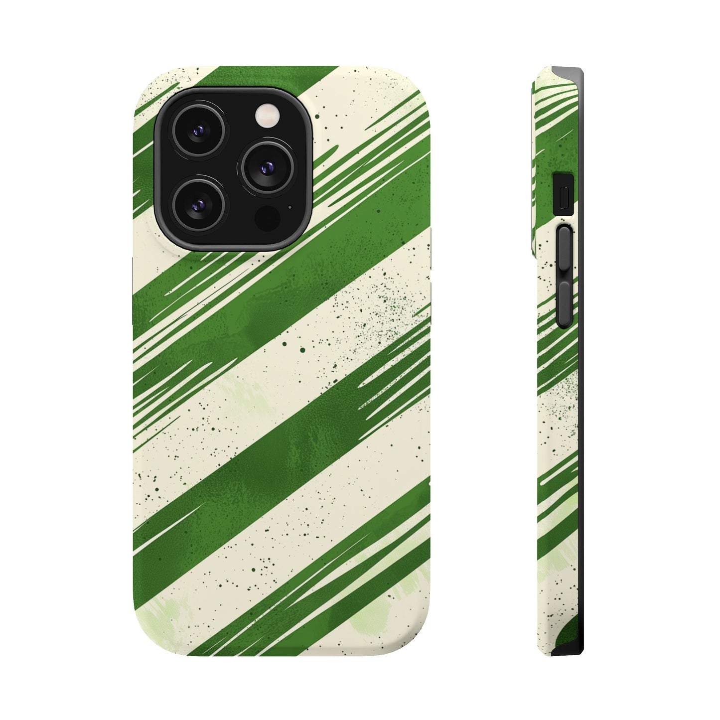 Green Stripes MagSafe iPhone Case – Bold Diagonal Brushstroke Design