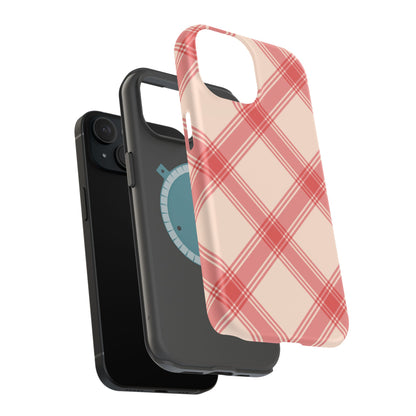 Soft Peachy Red Plaid MagSafe Case