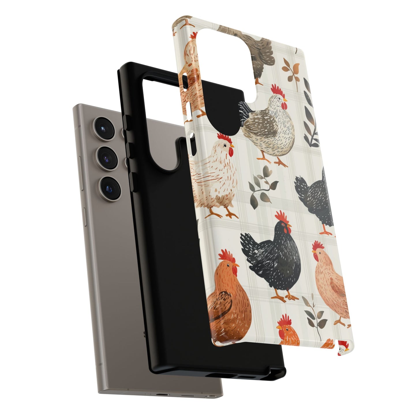 Samsung Galaxy Case: Vintage Chicken & Leaves – Farmhouse Style Case