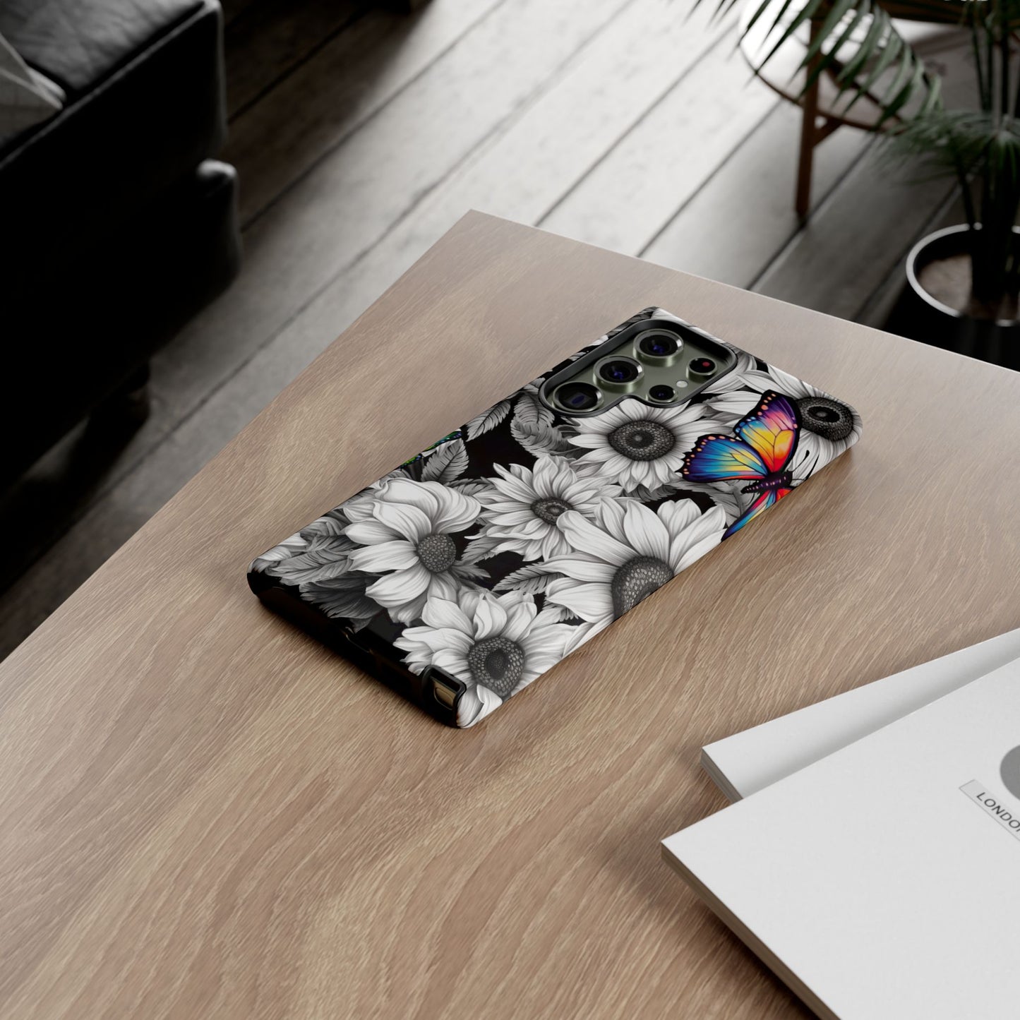 Rainbow Butterflies & Monochrome Sunflowers – Samsung Galaxy Case