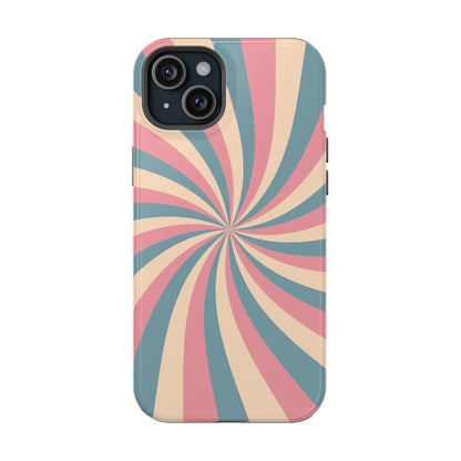 Vintage Pastel Swirl MagSafe iPhone Case – Dual-Layer Protection with 70s-Inspired Design