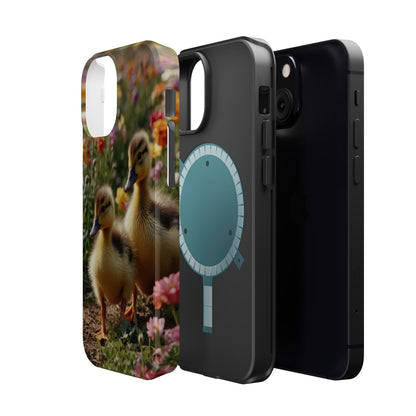 Charming Ducklings in Floral Garden - MagSafe iPhone Case