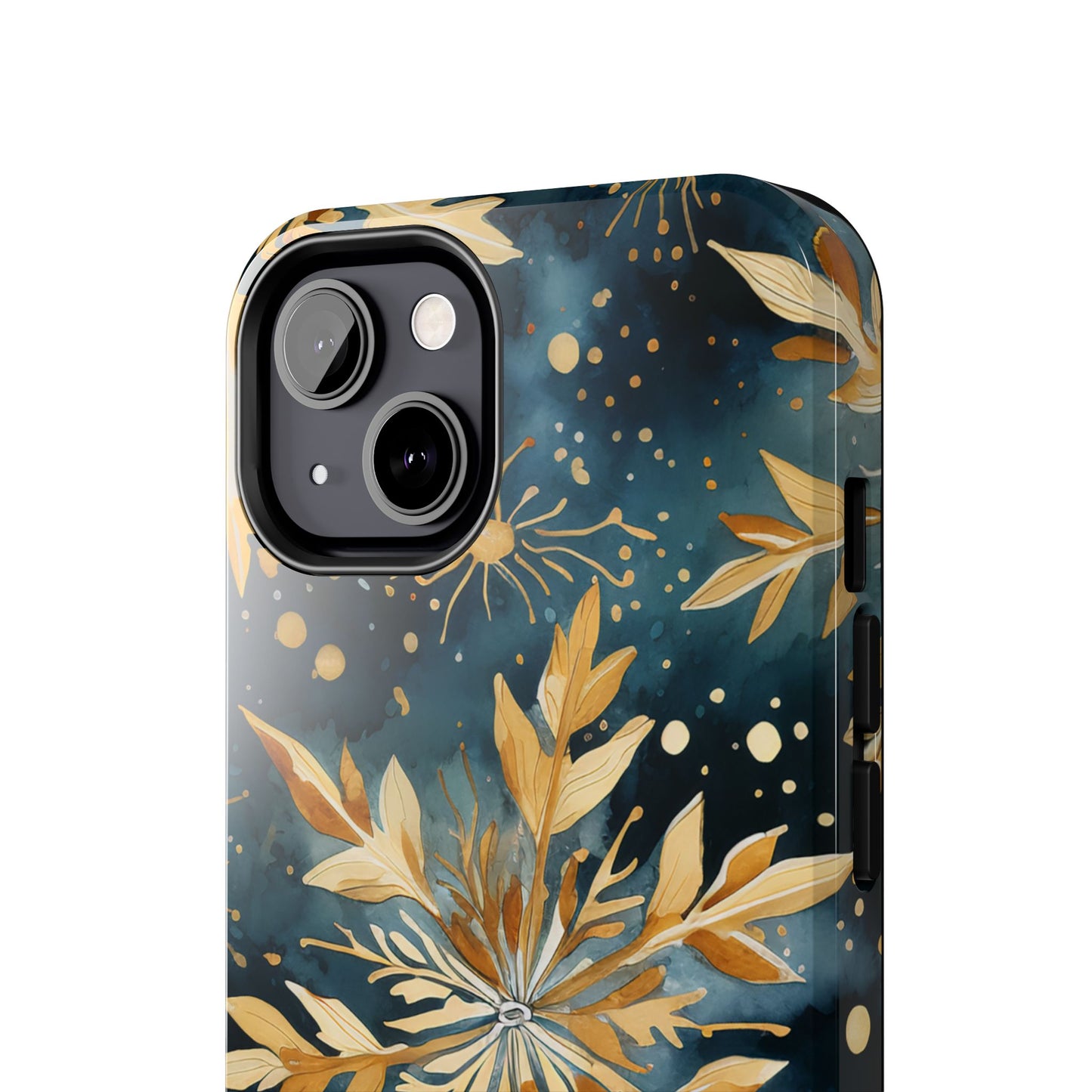 Gold Floral Snowflakes on Midnight Blue - iPhone Series Case