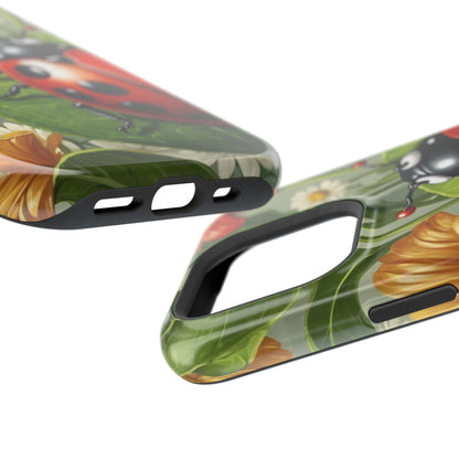 Ladybug Garden MagSafe iPhone Case – Whimsical Floral Design