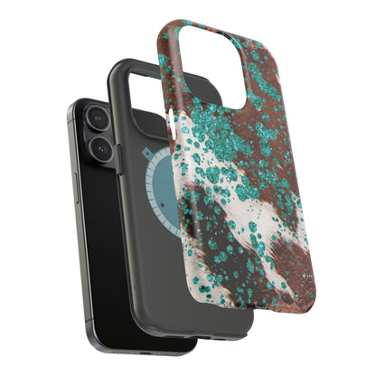 Teal Glitter Cowhide - MagSafe iPhone Series Case