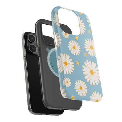 Bright Daisy MagSafe iPhone Case – Light Blue Background, Shockproof and Slim Design