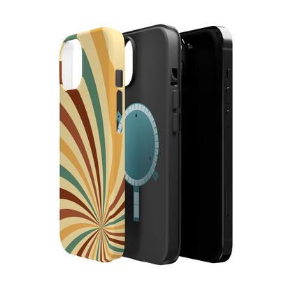 Earthy Retro Swirl MagSafe iPhone Case – Dual-Layer Protection with 70s-Inspired Earth Tones