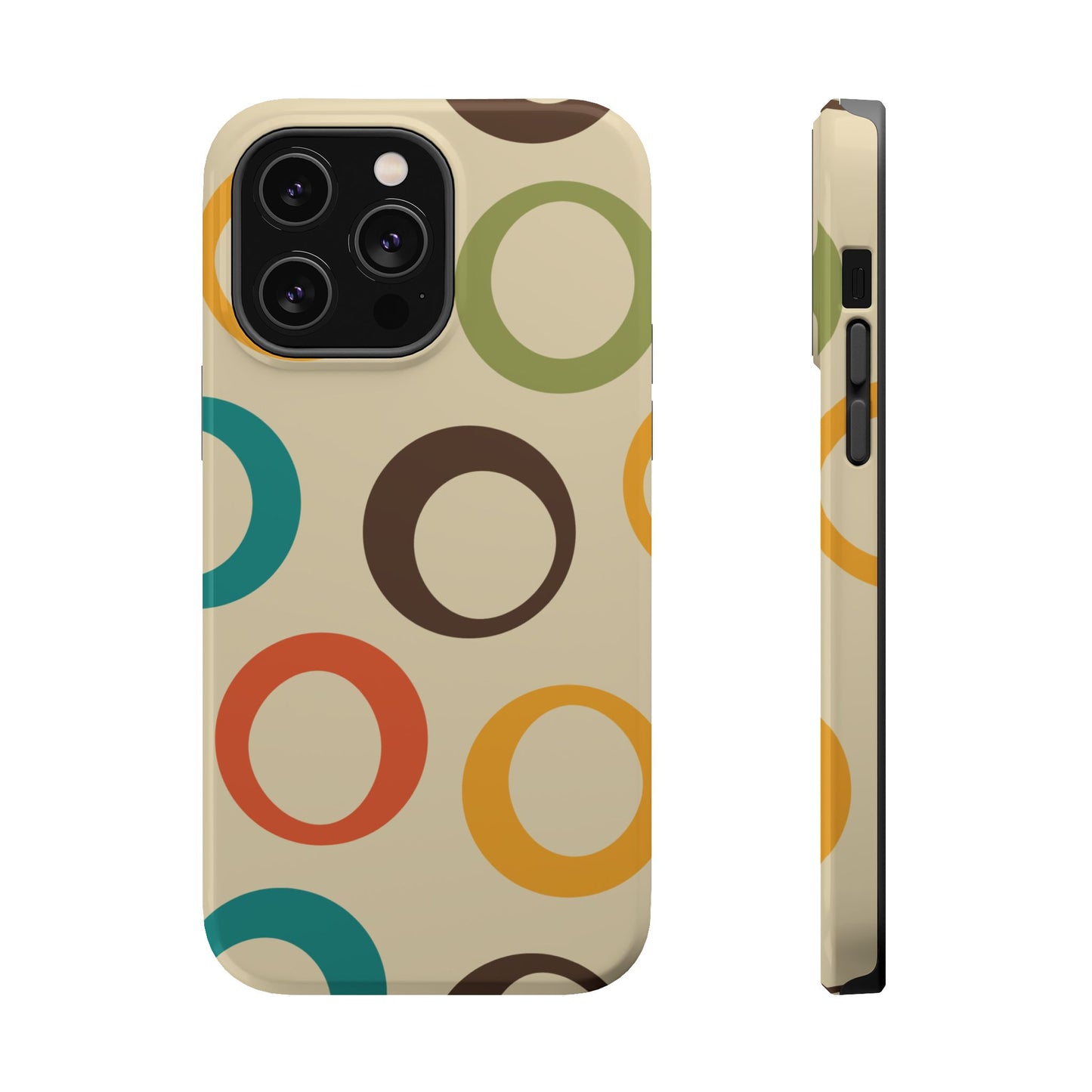 Retro Colorful Rings MagSafe iPhone Case – Shockproof, Matte Finish, Dual-Layer Protection
