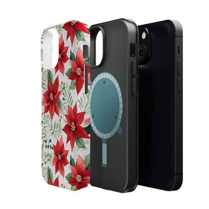 Festive Poinsettia Holiday Pattern – MagSafe iPhone Series Case