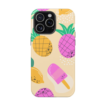 Tropical Pop MagSafe iPhone Case – Fun Pineapple & Lemon Design with Vibrant Summery Colors