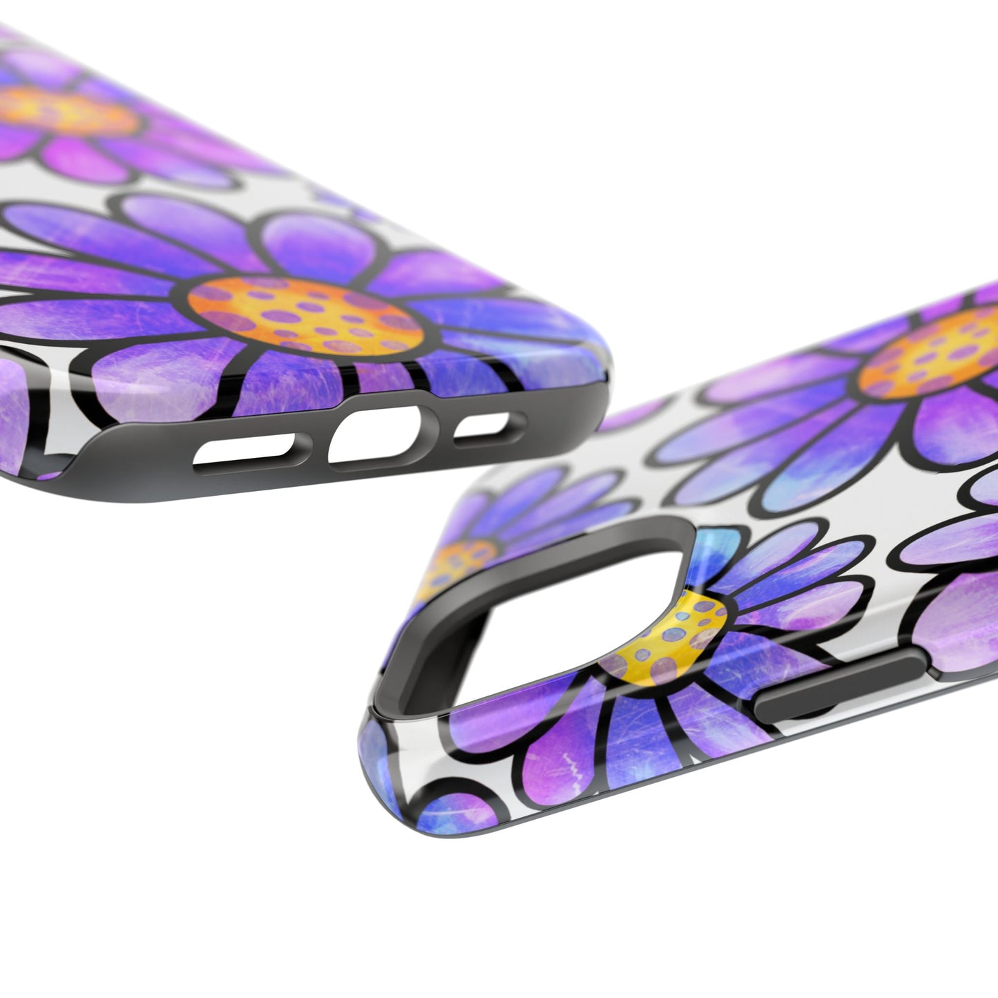 Purple Daisy Delight MagSafe iPhone Case – Slim Profile, Glossy Finish