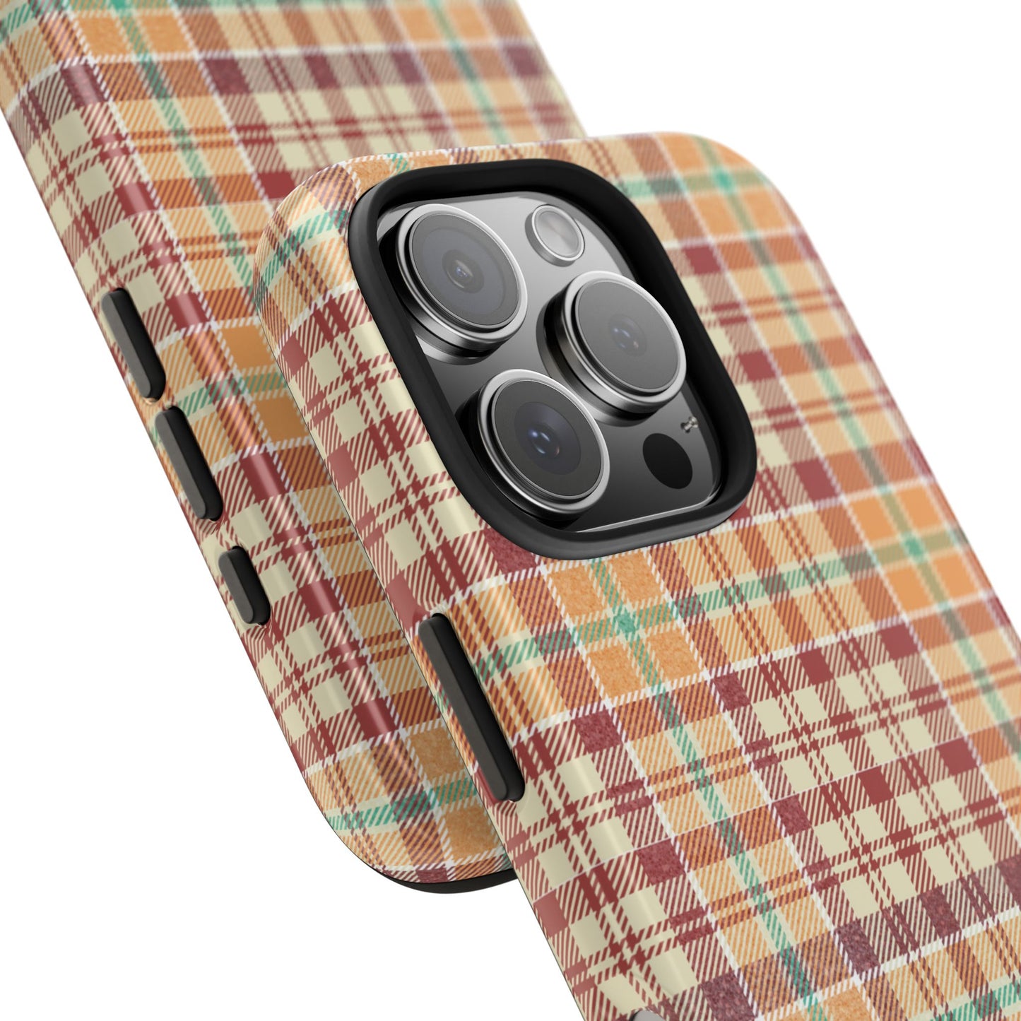 Retro Chic Plaid iPhone Case in Red, Orange, Green & Cream – Classic Vintage Style