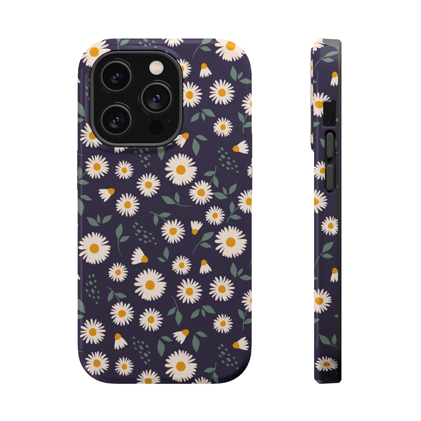 Midnight Daisy MagSafe iPhone Case – Dark Navy Floral Design, Slim and Protective