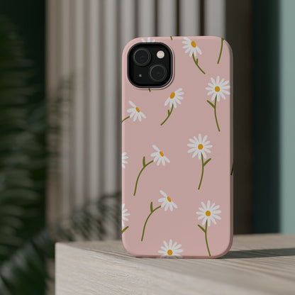 Daisy Delight Tough MagSafe iPhone Case – Cute Floral Design with Dual-Layer Protection