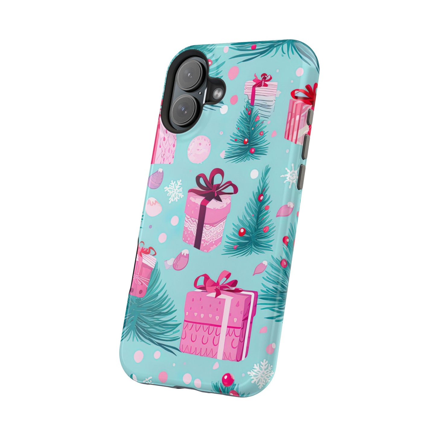 Festive Pink Christmas Gifts and Evergreen MagSafe iPhone Case – Holiday Theme, Protective Cover