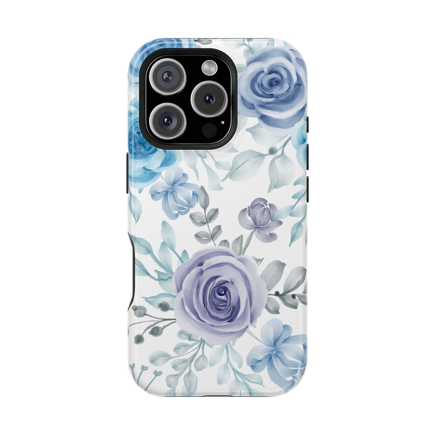 Elegant Blue & Violet Roses MagSafe Case – Artistic Floral Protection with Magnetic Charging Compatibility