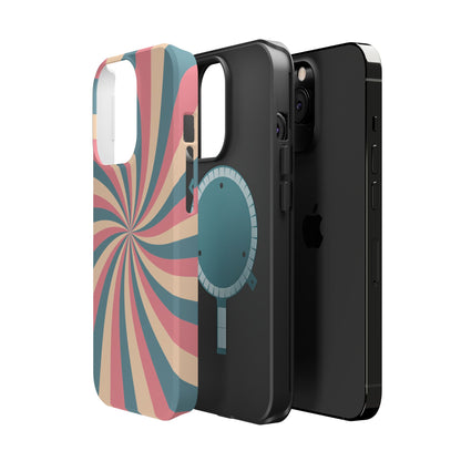 Vintage Pastel Swirl MagSafe iPhone Case – Dual-Layer Protection with 70s-Inspired Design