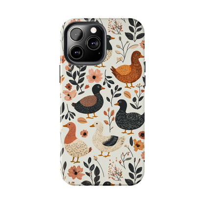 Farm Duck & Flowers iPhone Case – Vintage Floral Design