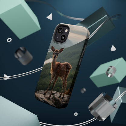 Majestic Fawn Overlooking Mountain Vista MagSafe iPhone Case