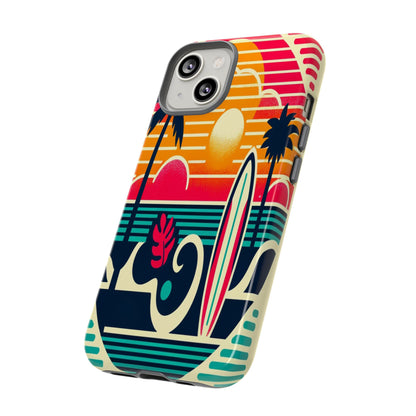 Retro Beach Vibes iPhone Case - Sunset Surfing Protective Cover