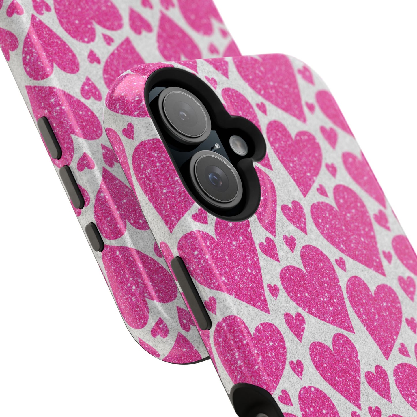 Pink Glitter Hearts Pattern MagSafe Case