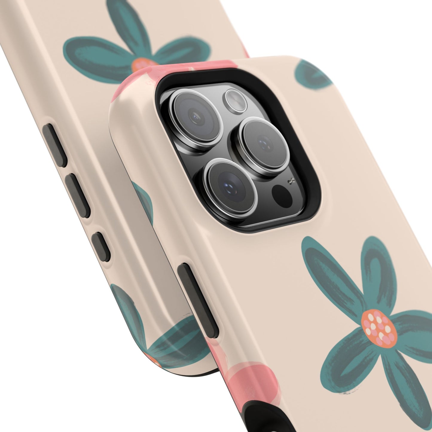 Vintage Floral Tough MagSafe iPhone Case – Soft Matte Finish with Dual-Layer Protection